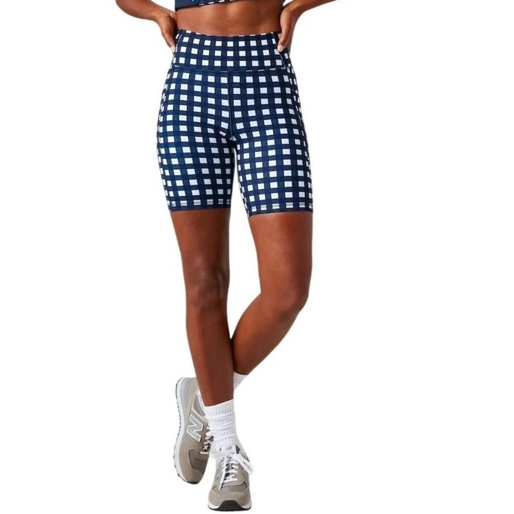 Tuckernuck M TNuck Sport Trellis Compression Shorts in Midnight Navy Gingham